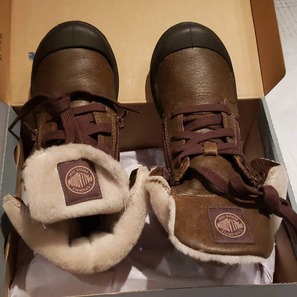 Palladium New CHILDREN's 2 ZIP Leather PILOT Cuffed KIDS Boots UNISEX NIB
